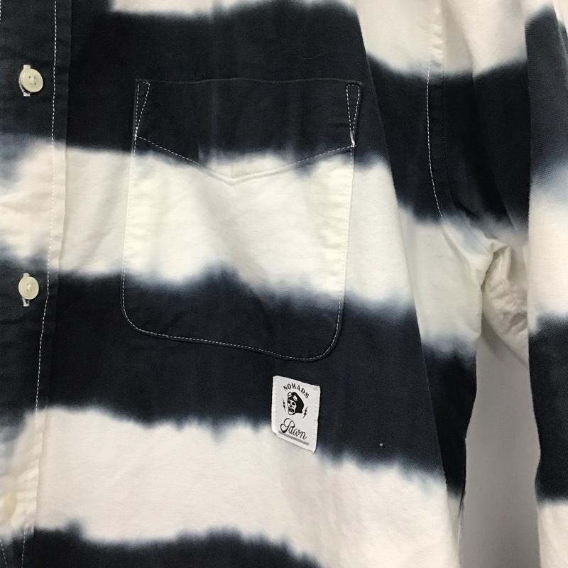 パウン PAWN シャツ、ブラウス 長袖 長袖シャツ ボタンダウンシャツ カラーシャツ XL ボーダー柄 白 / ホワイト /  メンズ USED 古着 中古 10145263