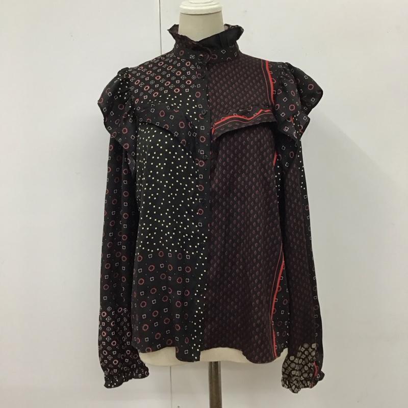 ザラ ZARA シャツ、ブラウス 長袖 8509 163 330 スタンドネック フリル XS 総柄 マルチカラー / マルチカラー /  レディース USED 古着 中古 10114768