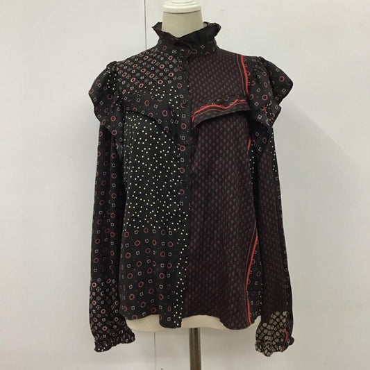 ザラ ZARA シャツ、ブラウス 長袖 8509 163 330 スタンドネック フリル XS 総柄 マルチカラー / マルチカラー /  レディース USED 古着 中古 10114768