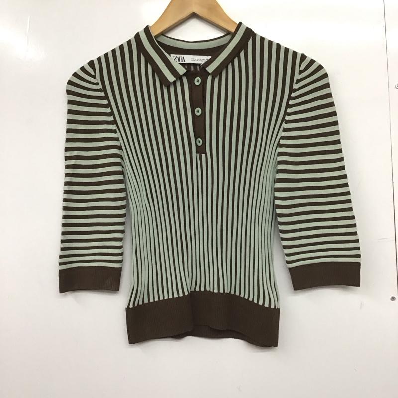 ザラ ZARA ポロシャツ 半袖 M  マルチカラー / マルチカラー /  レディース USED 古着 中古 10148607