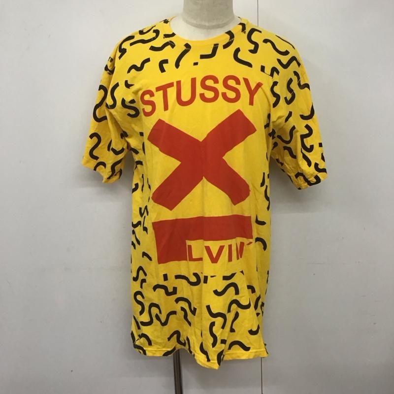 ステューシー STUSSY Tシャツ 半袖 半袖カットソー プリントTシャツ クルーネックカットソー XL プリント 黄 / イエロー /  メンズ USED 古着 中古 10125620