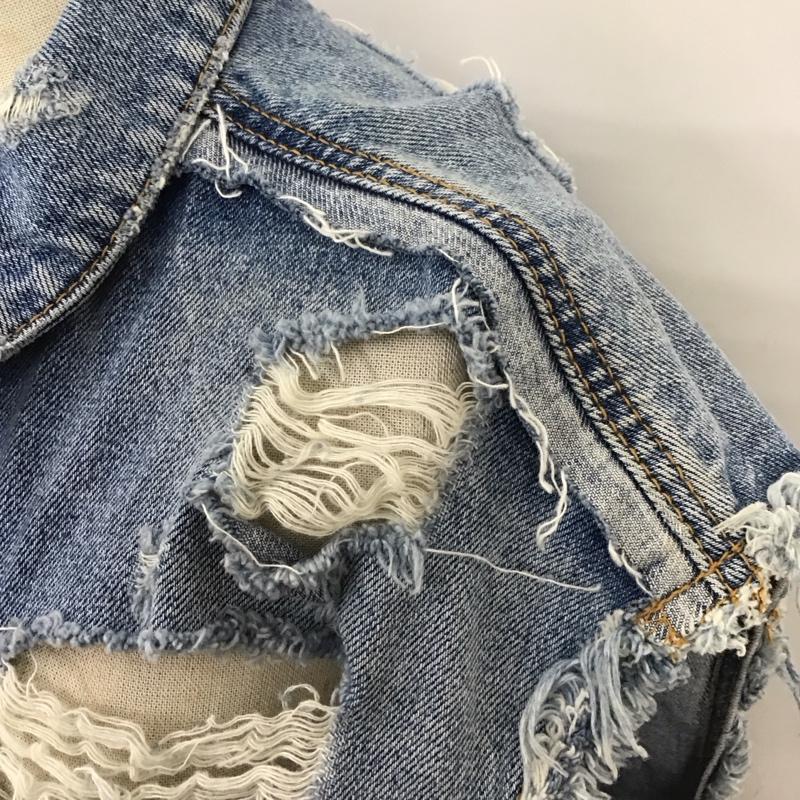 ザラ ZARA ベスト ベスト デニム 2 ダメージ加工 青 / ブルー /  レディース USED 古着 中古 10114454