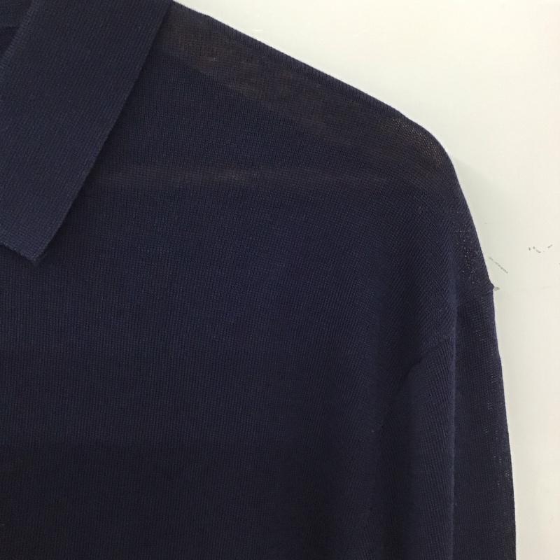 ザラ ZARA ポロシャツ 長袖 長袖ポロシャツ 長袖カットソー カラーシャツ L 無地 紺 / ネイビー /  メンズ USED 古着 中古 10136819