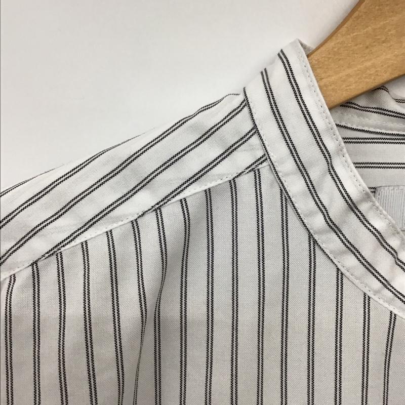 ユナイテッドアローズグリーンレーベルリラクシング UNITED ARROWS green label relaxing シャツ、ブラウス 長袖 長袖シャツ ストライプシャツ ノーカラーシャツ M ストライプ 白 / ホワイト /  メンズ USED 古着 中古 10150727