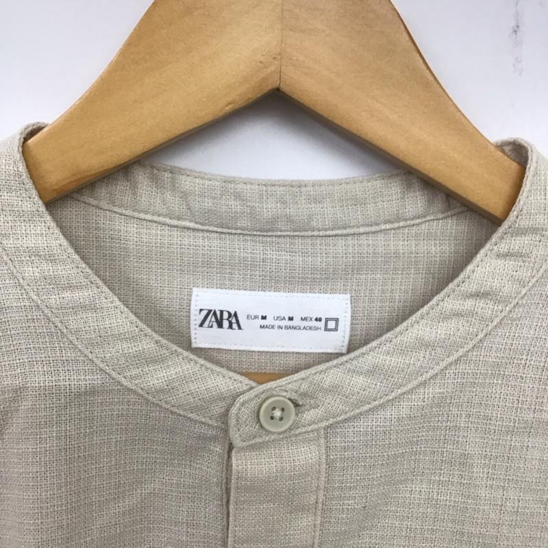 ザラ ZARA シャツ、ブラウス 長袖 長袖シャツ 無地シャツ ノーカラーシャツ プルオーバーシャツ M 無地 ベージュ / ベージュ /  メンズ USED 古着 中古 10139873