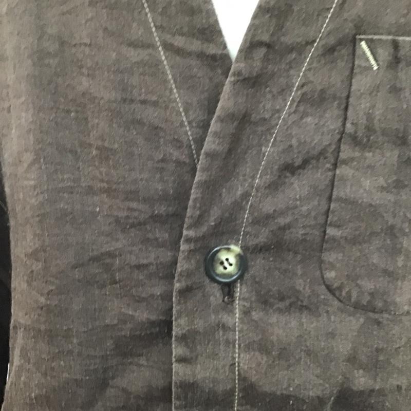 ヨウジヤマモト Yohji Yamamoto ジャケット、上着 ジャケット、ブレザー ノーカラージャケット アウター カジュアルジャケット ロングジャケット 無地 茶 / ブラウン /  メンズ USED 古着 中古 10105661