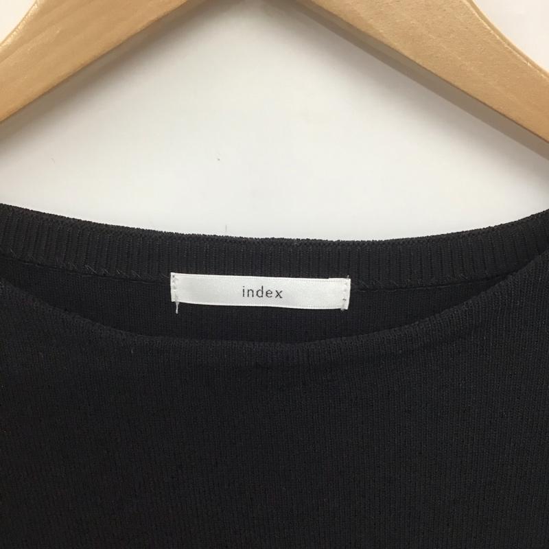 インデックス index カットソー 半袖 半袖ニットカットソー クルーネック セーター M 無地 黒 / ブラック /  レディース USED 古着 中古 10146668