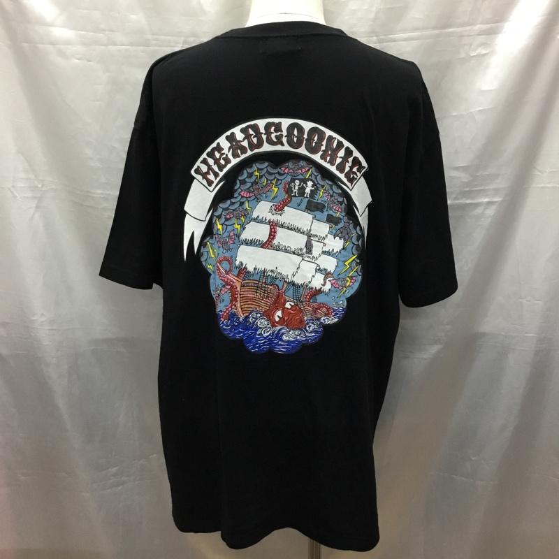 ヘッドグーニー HEADGOONIE Tシャツ 半袖 半袖カットソー プリントTシャツ クルーネックカットソー XXL プリント 黒 / ブラック /  メンズ USED 古着 中古 10117532