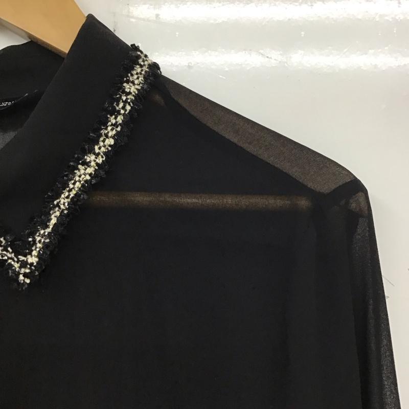 ザラ ZARA シャツ、ブラウス 長袖 長袖シャツ 無地シャツ カラーシャツ シースルーシャツ M 無地 黒 / ブラック /  レディース USED 古着 中古 10136060