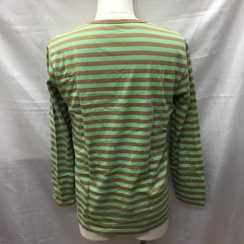 ニャー にゃー Tシャツ 長袖 Ne-net NY61JK014 ボーダー ロンT 3 ワンポイント ベージュ / ベージュ / X 薄緑 / ライトグリーン /  メンズ USED 古着 中古 10117190