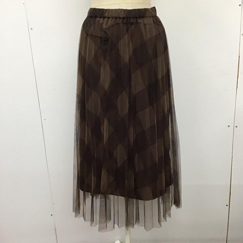 ナチュラルビューティーベーシック NATURAL BEAUTY BASIC スカート ひざ丈スカート チュールスカート プリーツ M チェック 茶 / ブラウン /  レディース USED 古着 中古 10110249