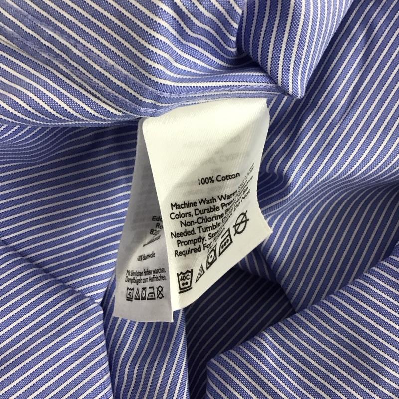 エディーバウアー Eddie Bauer シャツ、ブラウス 長袖 長袖シャツ カラーシャツ ポケットシャツ 長袖カットソー ストライプシャツ S ストライプ 白 / ホワイト / X 青 / ブルー /  メンズ USED 古着 中古 10112595