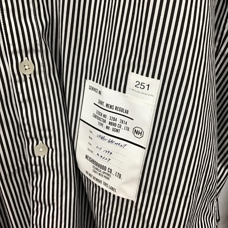 ネイバーフッド NEIGHBORHOOD シャツ、ブラウス 長袖 251benh-shm03 STRIPE SHIRTLS 長袖シャツ M ストライプ 白 / ホワイト / X 黒 / ブラック /  メンズ USED 古着 中古 10132284