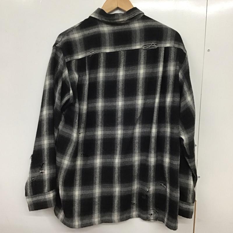 ダンリバー Dan River シャツ、ブラウス 長袖 長袖シャツ チェックシャツ カラーシャツ M チェック X ダメージ加工 白 / ホワイト / X 黒 / ブラック /  メンズ USED 古着 中古 10133072