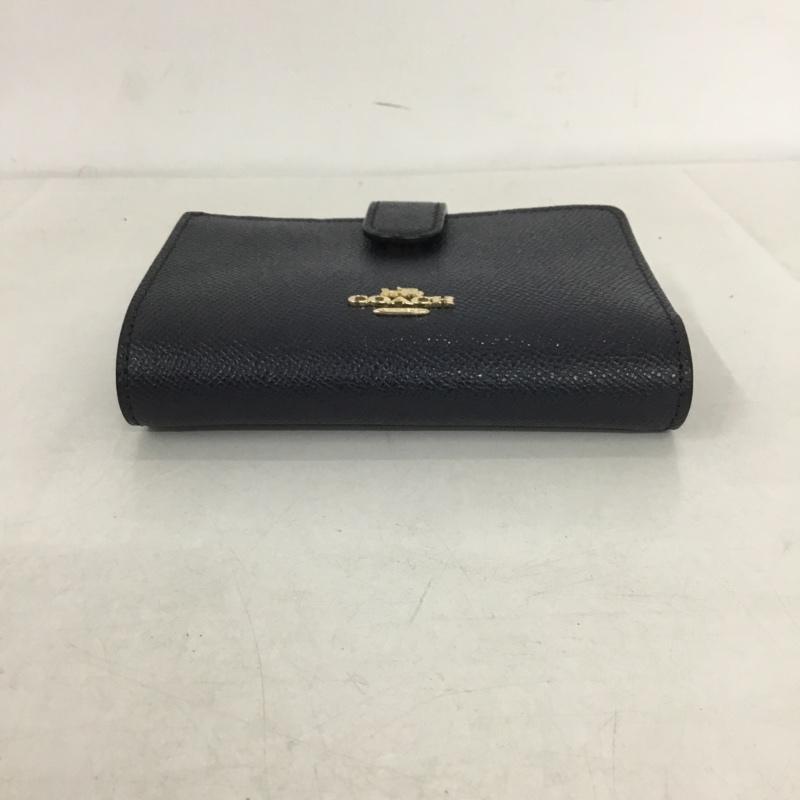コーチ COACH 財布 二つ折り ロゴ、文字 紺 / ネイビー /  レディース USED 古着 中古 10138846