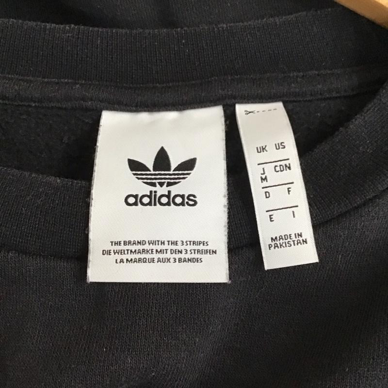 アディダス adidas トレーナー 長袖 dv1555 スウェット 長袖カットソー クルーネック M ロゴ、文字 黒 / ブラック /  メンズ USED 古着 中古 10129078