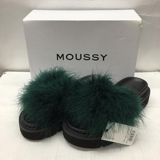 マウジー MOUSSY サンダル サンダル 010AAS52-5080 FEATHER FLAT SANDALS 箱有 タグ付き M 無地 黒 / ブラック / X 緑 / グリーン /  レディース USED 古着 中古 10116256