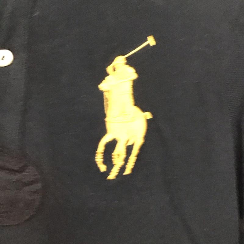 ラルフローレン RALPHLAUREN ポロシャツ 長袖 長袖ポロシャツ 長袖カットソー カラーシャツ M ロゴ、文字 黒 / ブラック /  メンズ USED 古着 中古 10140277