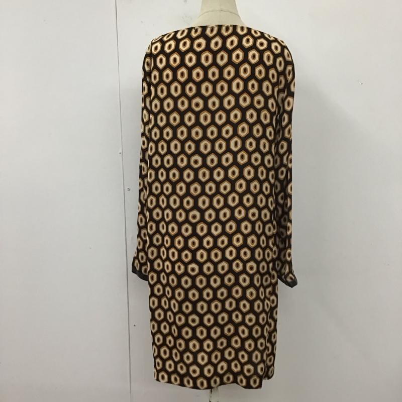 ザラベーシック ZARA BASIC ワンピース ひざ丈スカート 2058 040 800 長袖 M 総柄 黒 / ブラック / X 橙 / オレンジ / X 白 / ホワイト /  レディース USED 古着 中古 10112640
