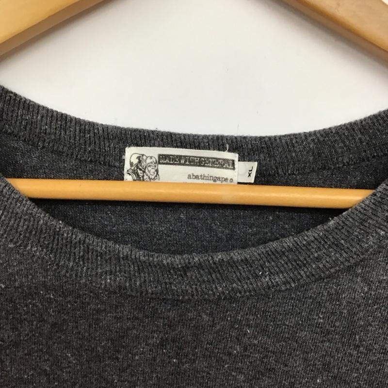 アベイシングエイプ A BATHING APE Tシャツ 半袖 半袖カットソー プリントTシャツ クルーネックカットソー 00s ジェネラルタグ XL ロゴ、文字 灰 / グレー /  メンズ USED 古着 中古 10134042
