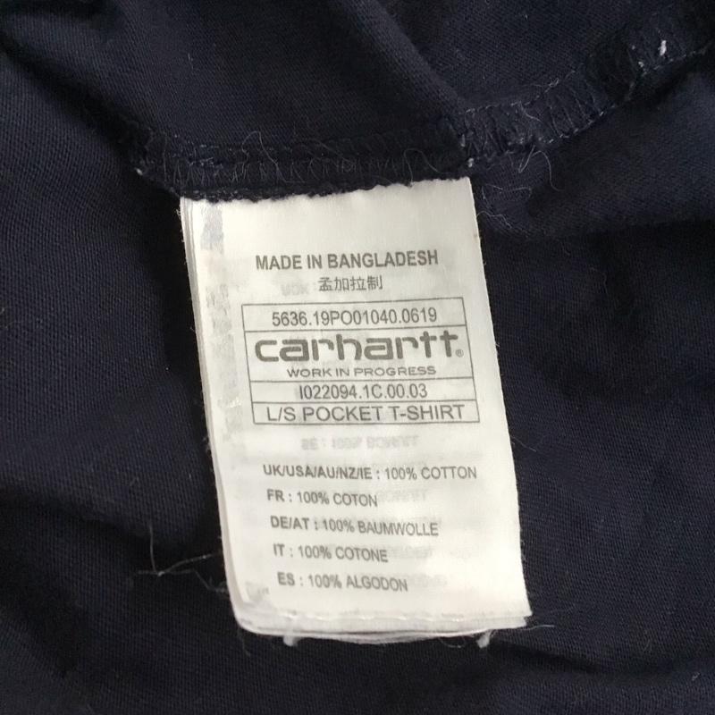カーハート Carhartt カットソー 長袖 長袖カットソー 無地カットソー クルーネック ロゴ XL ロゴ、文字 紺 / ネイビー /  メンズ USED 古着 中古 10145934