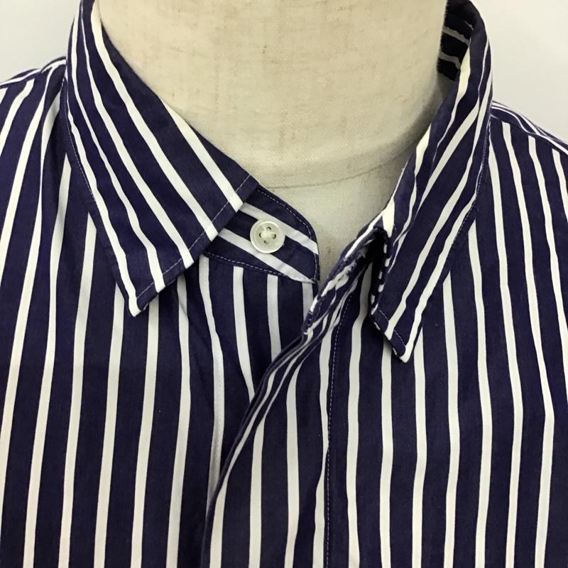 ユニクロ UNIQLO シャツ、ブラウス 長袖 331-436734 長袖シャツ ストライプシャツ カジュアルシャツ L ストライプ 白 / ホワイト / X 青 / ブルー /  メンズ USED 古着 中古 10117467