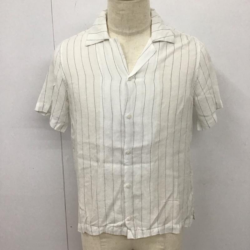 サタデーズサーフニューヨークシティー SATURDAYS SURF NYC シャツ、ブラウス 半袖 BBG-5715-B オープンカラーシャツ 開襟 XS ストライプ 白 / ホワイト / X 黒 / ブラック /  メンズ USED 古着 中古 10113087