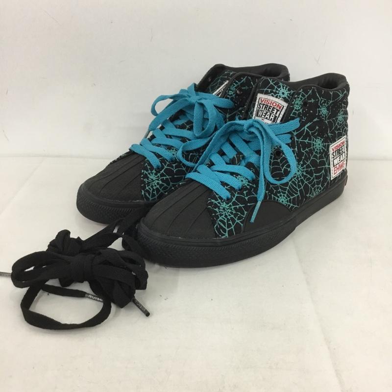 ヴィジョン ストリート ウェア VISION STREET WEAR スニーカー スニーカー 29141K62010 EHYPHEN ハイカット 蜘蛛の巣 25cm 25.0cm 総柄 黒 / ブラック /  レディース USED 古着 中古 10140036