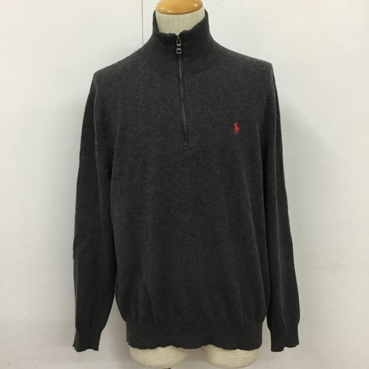 ポロバイラルフローレン Polo by RALPH LAUREN ニット、セーター 長袖 長袖ニットカットソー ニット セーター ジップネックニット リブニット XL 無地 灰 / グレー /  メンズ USED 古着 中古 10110039
