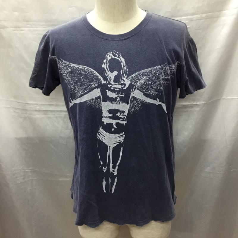 プレッジ Pledge Tシャツ 半袖 半袖カットソー プリントTシャツ クルーネックカットソー 46 プリント 紺 / ネイビー /  メンズ USED 古着 中古 10114587