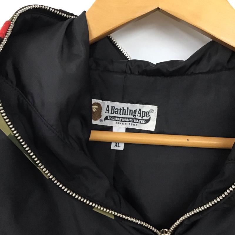 アベイシングエイプ A BATHING APE ジャケット、上着 ジャンパー、ブルゾン ジップアップジャケット ナイロンジャケット アウター XL ロゴ、文字 黒 / ブラック /  メンズ USED 古着 中古 10130960