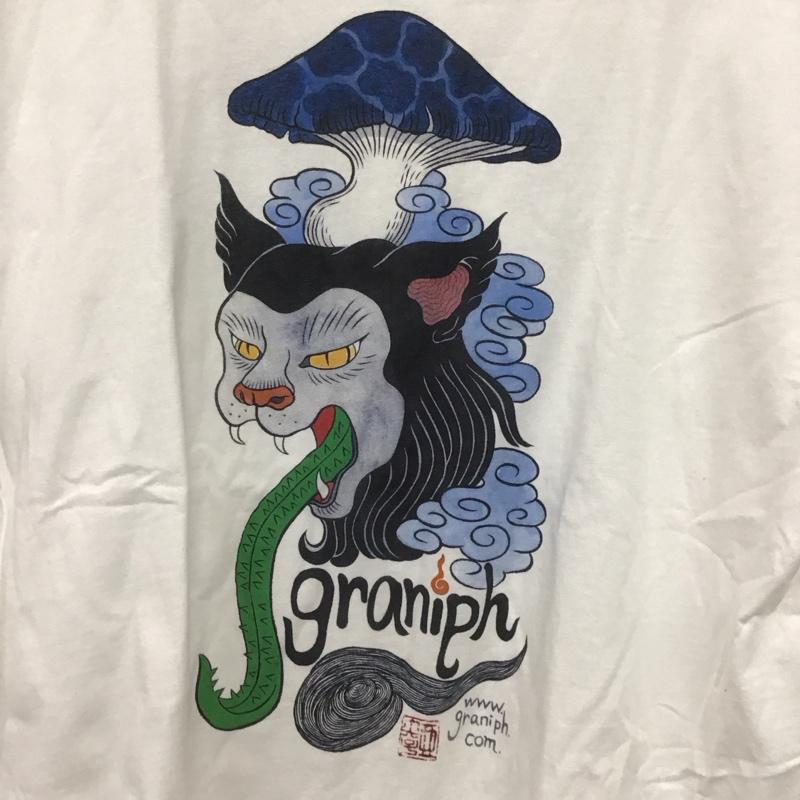 グラニフ graniph Tシャツ 半袖 半袖カットソー プリントTシャツ クルーネックカットソー L プリント 白 / ホワイト /  メンズ USED 古着 中古 10149119