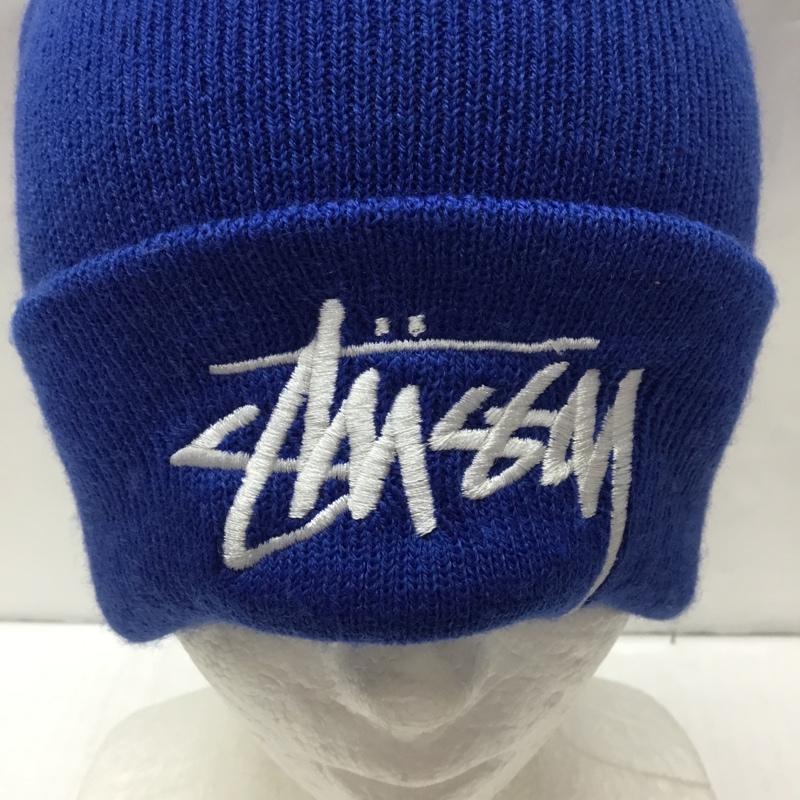 ステューシー STUSSY 帽子 ニット帽 ビーニー ロゴ、文字 青 / ブルー /  メンズ USED 古着 中古 10108900
