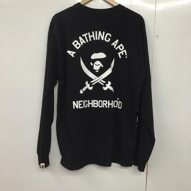 アベイシングエイプ A BATHING APE カットソー 長袖 長袖カットソー プリントカットソー クルーネック L プリント 黒 / ブラック /  メンズ USED 古着 中古 10142388