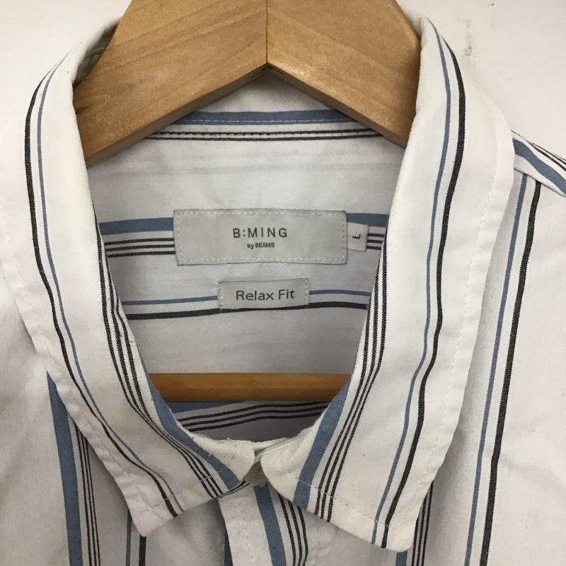 ビーミング バイ ビームス B:MING by BEAMS シャツ、ブラウス 長袖 長袖シャツ ストライプシャツ カラーシャツ L ストライプ 白 / ホワイト /  メンズ USED 古着 中古 10140317