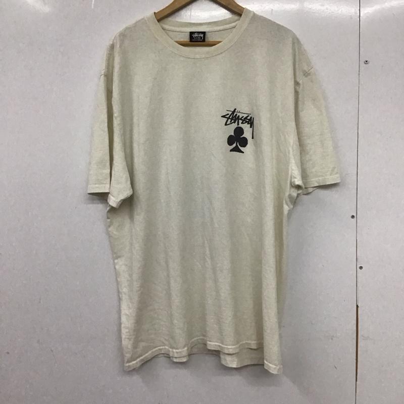 ステューシー STUSSY Tシャツ 半袖 半袖カットソー プリントTシャツ クルーネックカットソー XL プリント 白 / ホワイト /  メンズ USED 古着 中古 10133646