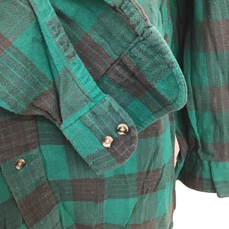 古着 USED シャツ、ブラウス 長袖 ボタンダウン M チェック 緑 / グリーン / X 黒 / ブラック /  メンズ USED 古着 中古 10107043