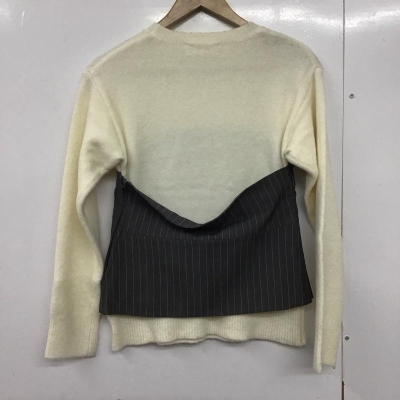 ミラオーウェン Mila Owen ニット、セーター 長袖 長袖ニットカットソー クルーネック セーター 1 ストライプ 白 / ホワイト /  レディース USED 古着 中古 10142452