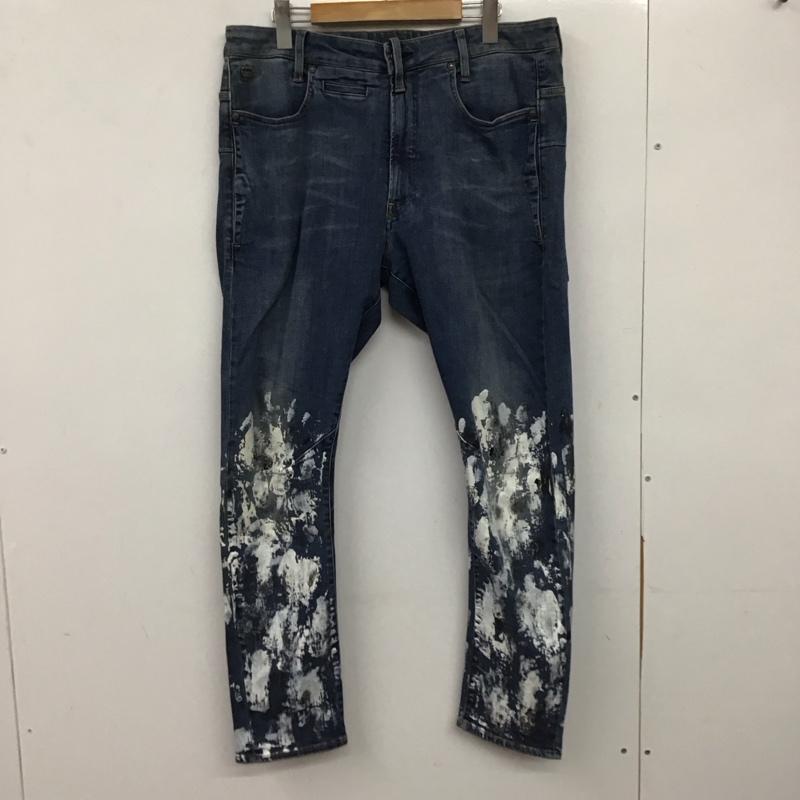 ジースターロゥ G-STAR RAW パンツ デニム、ジーンズ デニムパンツ スリムパンツ カジュアルパンツ ストレッチパンツ 32インチ ダメージ加工 インディゴ / インディゴ /  メンズ USED 古着 中古 10136584
