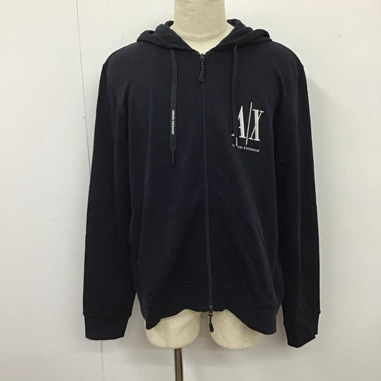 アルマーニエクスチェンジ A/X ARMANIEXCHANGE パーカー 長袖 ジップアップパーカー 長袖パーカー フード付きパーカー L ロゴ、文字 黒 / ブラック /  メンズ USED 古着 中古 10119456