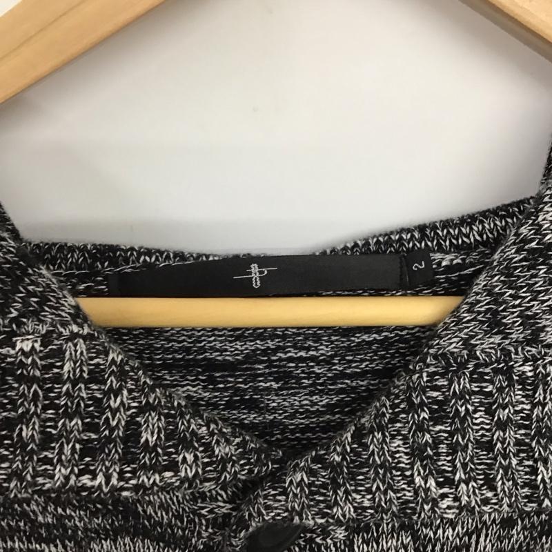 ノーアイディー NO ID. カーディガン 長袖 844010-844k ロングカーディガン フード付きニットカーディガン 2 総柄 白 / ホワイト / X 黒 / ブラック /  メンズ USED 古着 中古 10141326