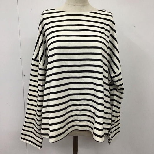 スタディオクリップ studio CLIP カットソー 長袖 長袖カットソー クルーネックカットソー ロングスリーブカットソー プリントTシャツ L ボーダー柄 白 / ホワイト / X 黒 / ブラック /  レディース USED 古着 中古 10114333