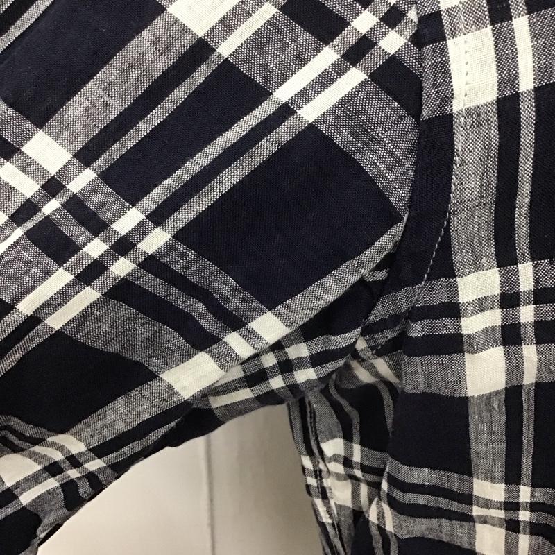 カトー KATO` シャツ、ブラウス 長袖 BS511614 141001 リネン S チェック 紺 / ネイビー / X 白 / ホワイト /  メンズ USED 古着 中古 10111828