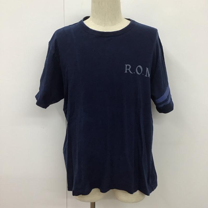 桃太郎ジーンズ MOMOTARO JEANS Tシャツ 半袖 半袖カットソー プリントTシャツ クルーネックカットソー XL ロゴ、文字 紺 / ネイビー /  メンズ USED 古着 中古 10107129