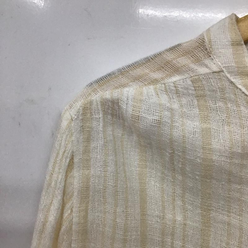 ザラ ZARA シャツ、ブラウス 長袖 M ストライプ 白 / ホワイト / X ベージュ / ベージュ /  レディース USED 古着 中古 10148785