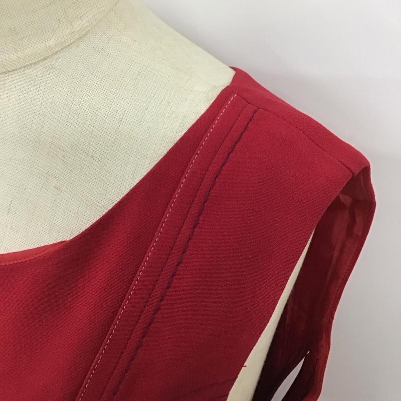 プラダ PRADA ワンピース ひざ丈スカート ノースリーブ 42 無地 えんじ / ワインレッド /  レディース USED 古着 中古 10114442