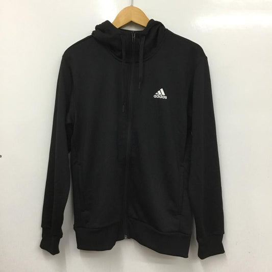 アディダス adidas パーカー 長袖 BR1103 ESSENTIALS ライトスウェットフルジップパーカー L プリント X ロゴ、文字 黒 / ブラック /  メンズ USED 古着 中古 10135464