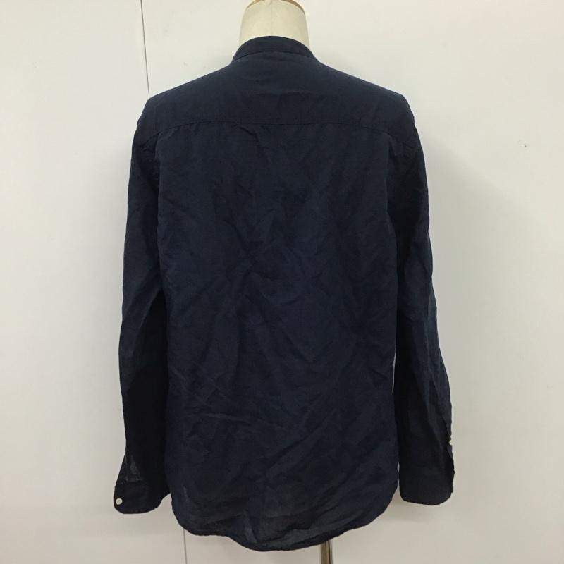 ザラ ZARA シャツ、ブラウス 長袖 長袖シャツ ノーカラーシャツ カジュアルシャツ M 無地 紺 / ネイビー /  メンズ USED 古着 中古 10110400