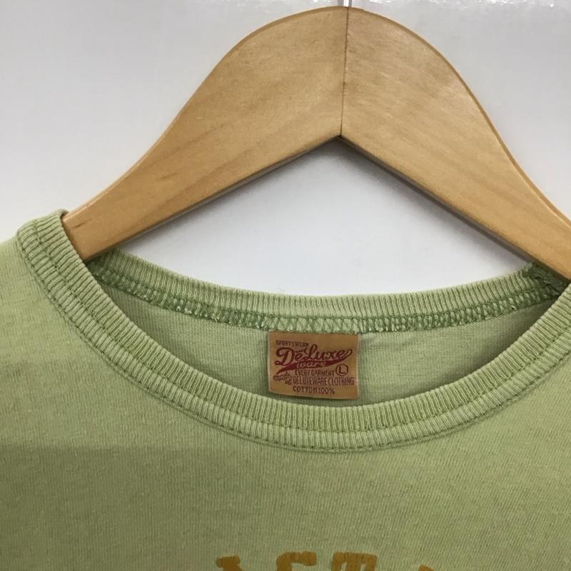 デラックスウエア DELUXEWARE Tシャツ 半袖 L プリント X ロゴ、文字 薄緑 / ライトグリーン /  メンズ USED 古着 中古 10145665