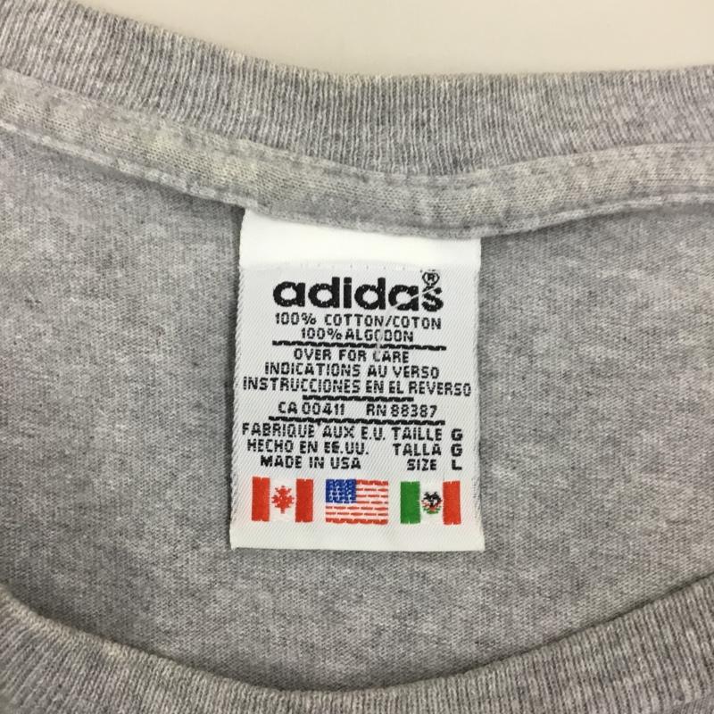 アディダス adidas Tシャツ 半袖 半袖カットソー プリントTシャツ クルーネックカットソー 古着 L ロゴ、文字 灰 / グレー /  メンズ USED 古着 中古 10115766